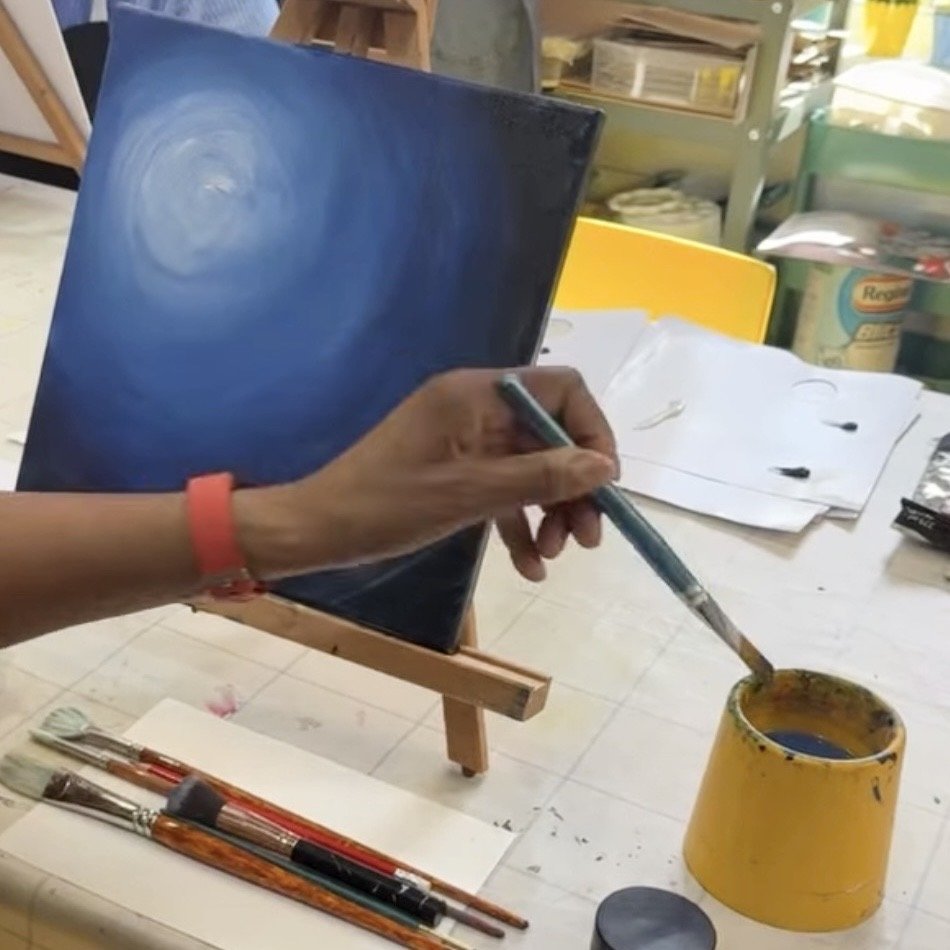 Coffee-inspired artwork from Olive Tree’s painting workshop